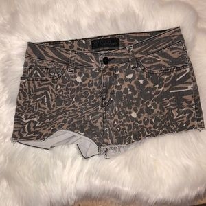 Guess cheetah denim shorts
